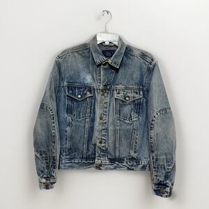 Calvin Klein Vintage Denim Trucker Jacket Women's S 100% Cotton‎ Blue 90s Y2K